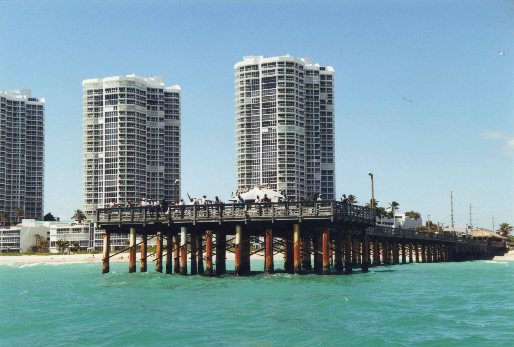 People on the bridge at Miami beach
